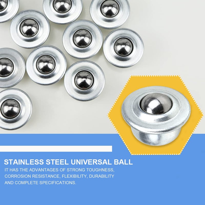 FERCAISH 10 PCS Stainless Steel Roller Ball Transfer Bearing, Universal Rotation Ball Casters Round Ball Transfer Units for Transmission Roller Stand Roller Stand - Image 3